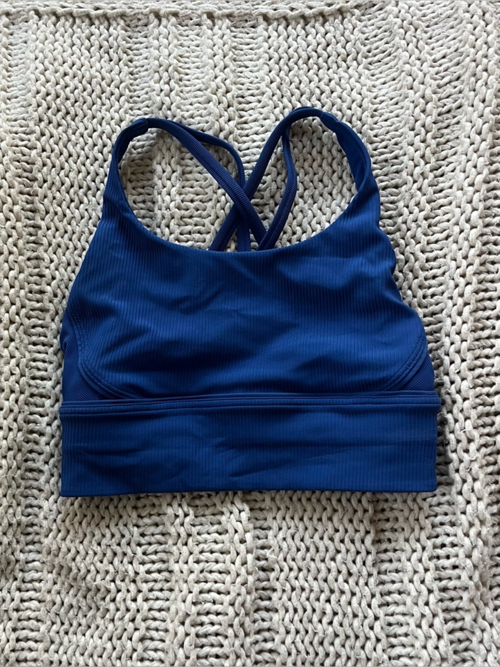Lululemon Longline Energy Bra Ribbed Blue